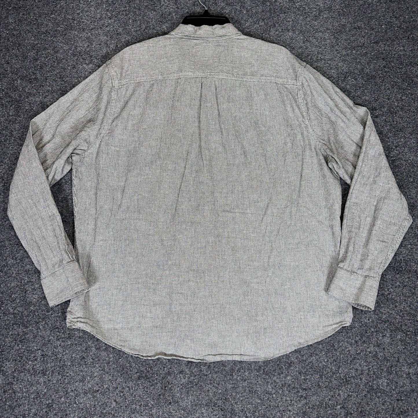 Lucky Brand Shirt Mens 2XL Grey Striped Slim Fit Long Sleeve Casual Pocket Adult