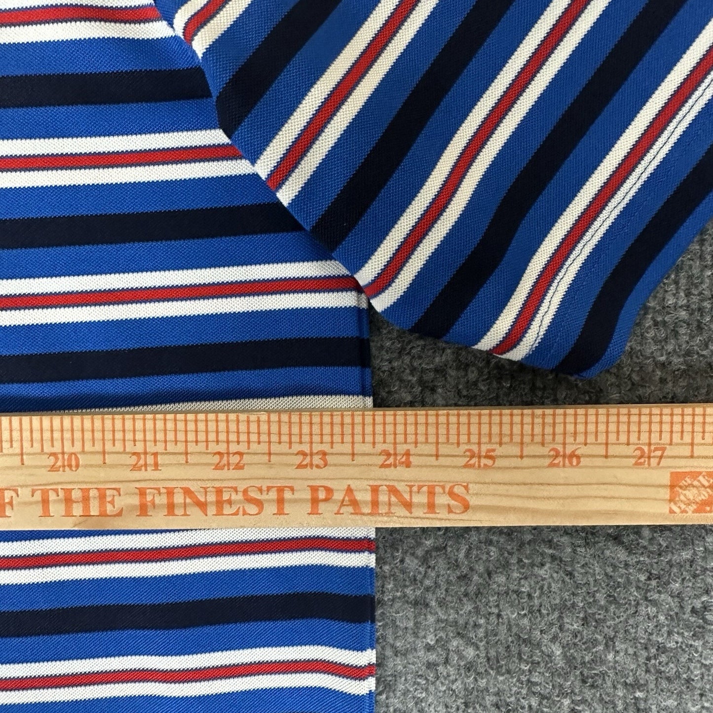 Footjoy Polo Shirt Men L Red Blue Striped Golf FJ Performance Short Sleeve Adult