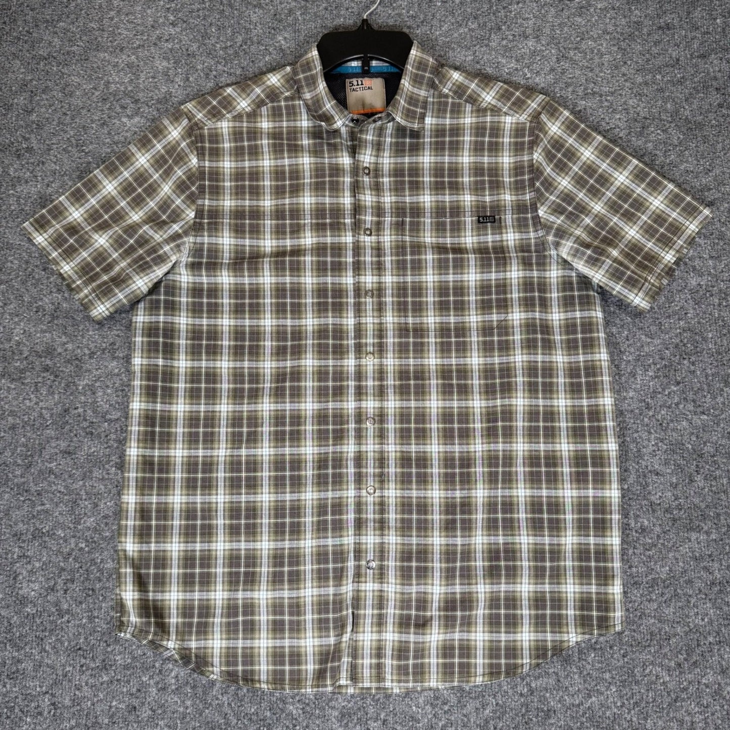 5.11 Tactical Plaid Shirt Short Sleeve Snap Button Casual Work Shirt Mens Medium