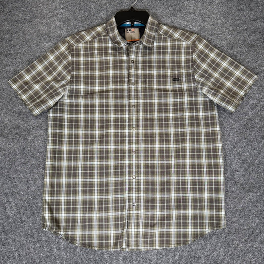 5.11 Tactical Plaid Shirt Short Sleeve Snap Button Casual Work Shirt Mens Medium