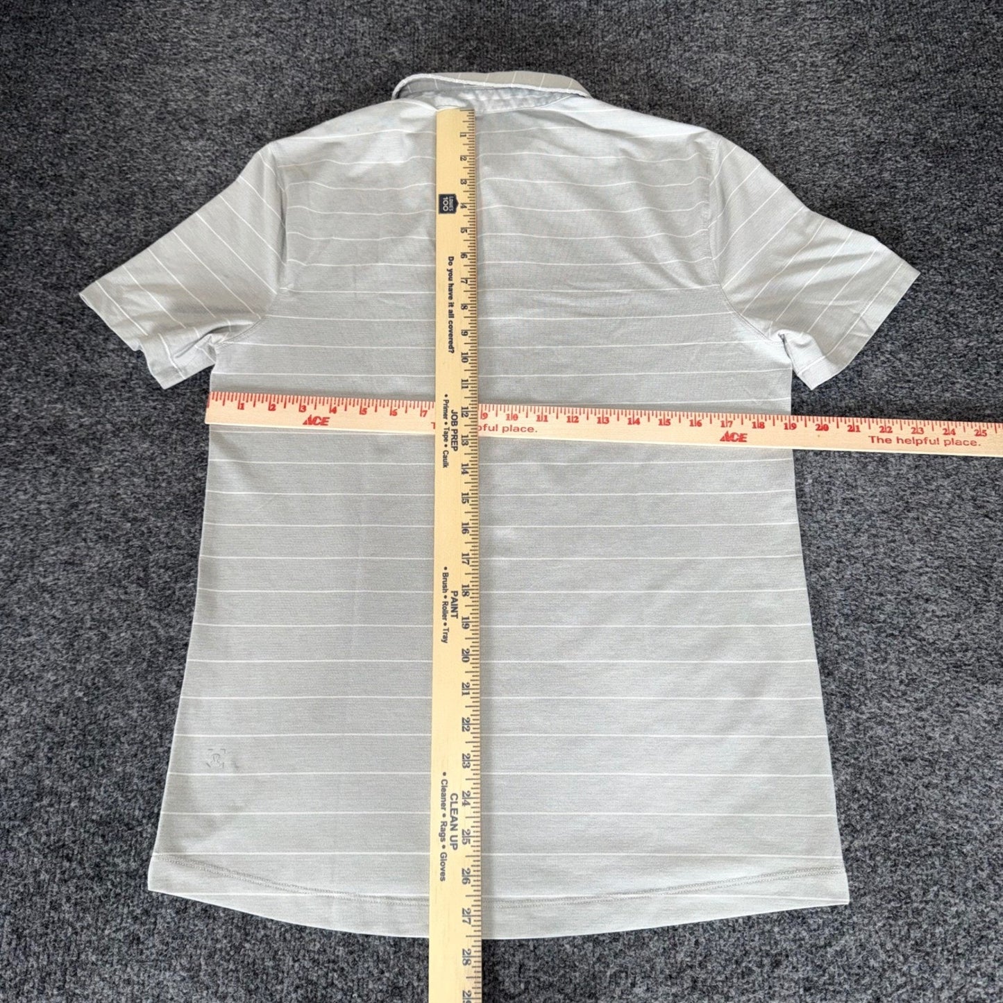 Lululemon Men Gray Striped Polo Shirt Small Short Sleeve Golf Casual Performance