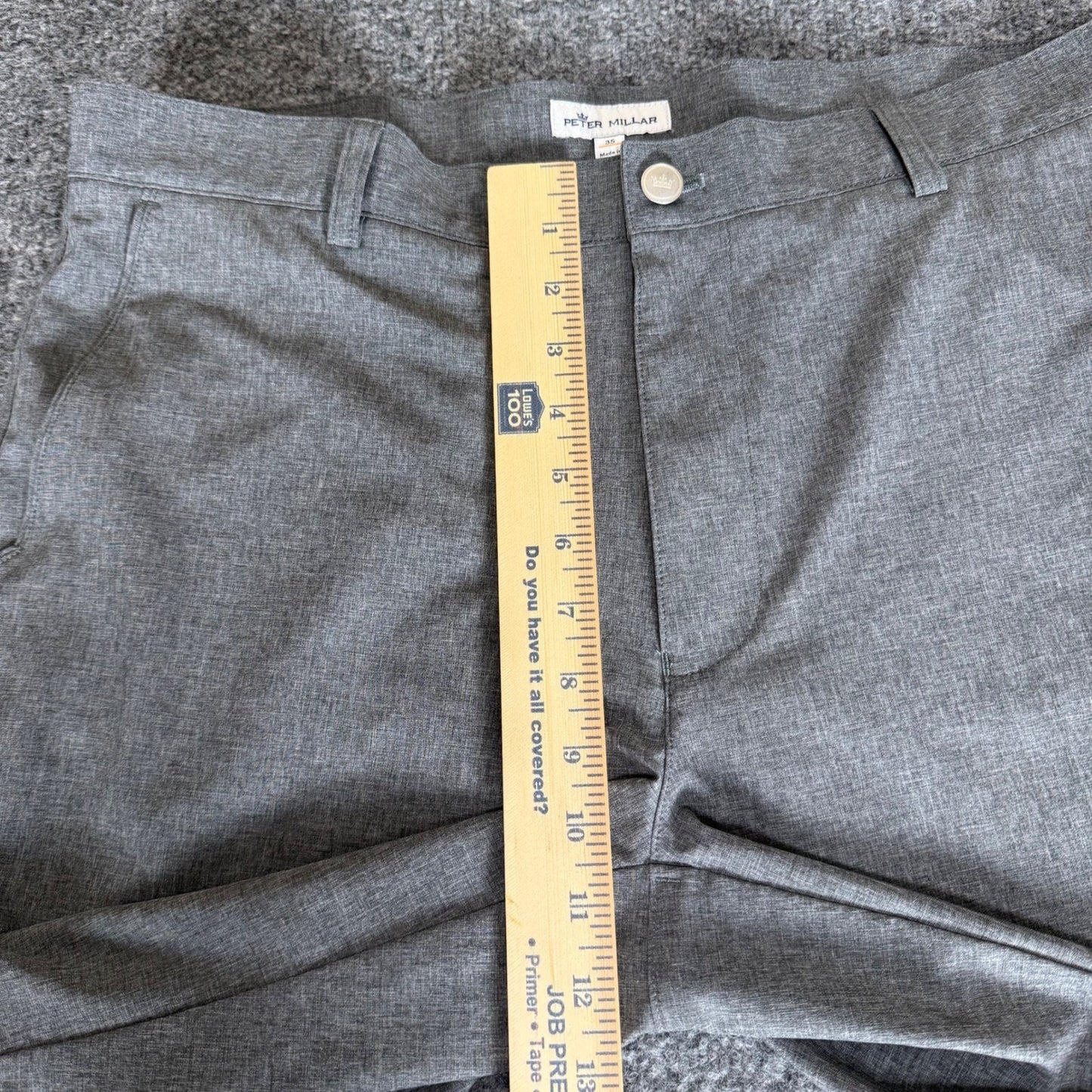 Peter Millar Shackelford Mens 35 Grey Performance Chino Golf Stretch Casual