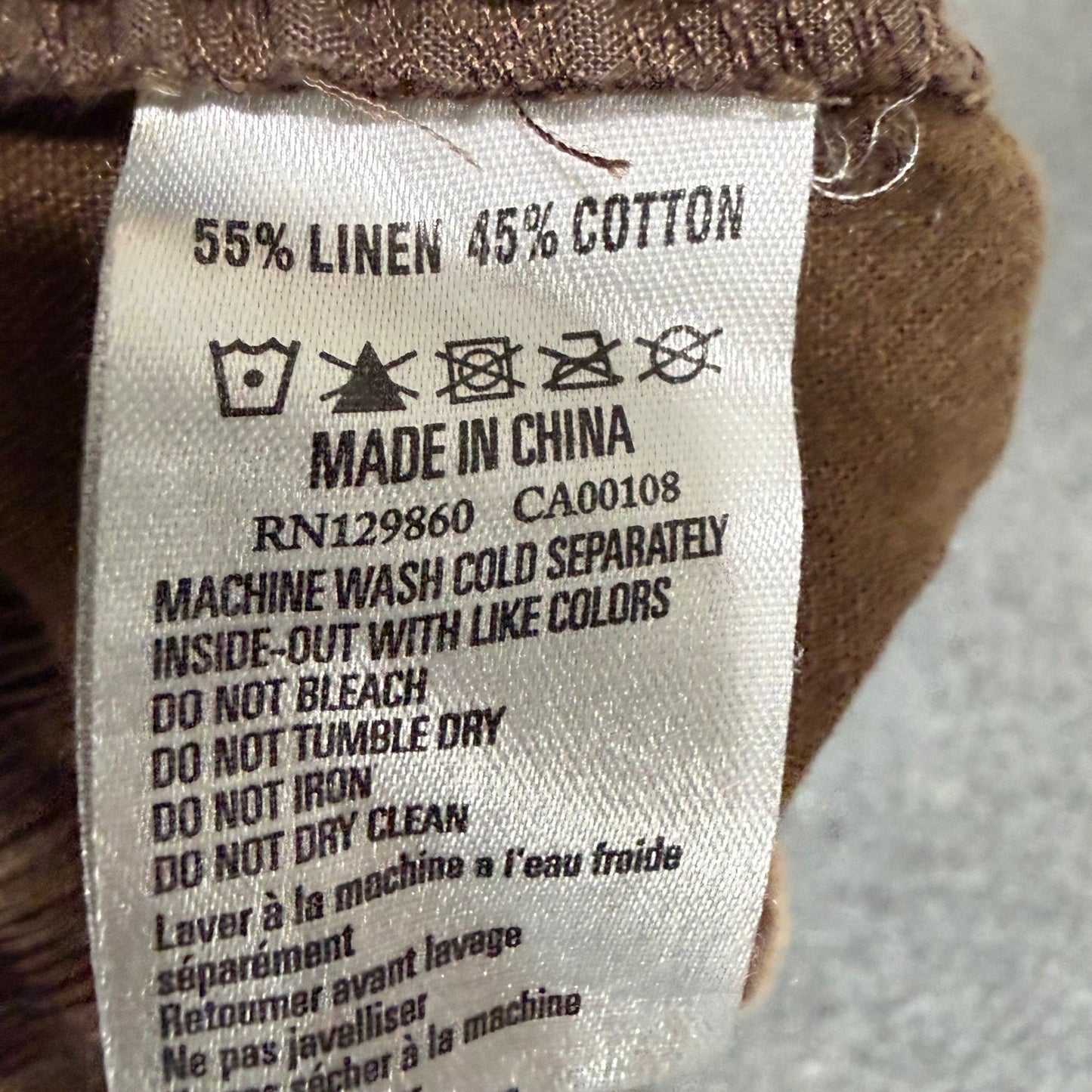 Rhythm. Classics Mens Brown Linen Cotton Blend Drawstring Shorts Size 33