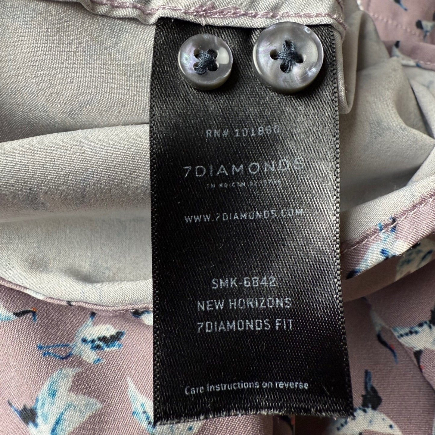 7 Diamonds 4 Way Stretch Button Up Shirt Crane Bird Print Stretch Purple Mens XL