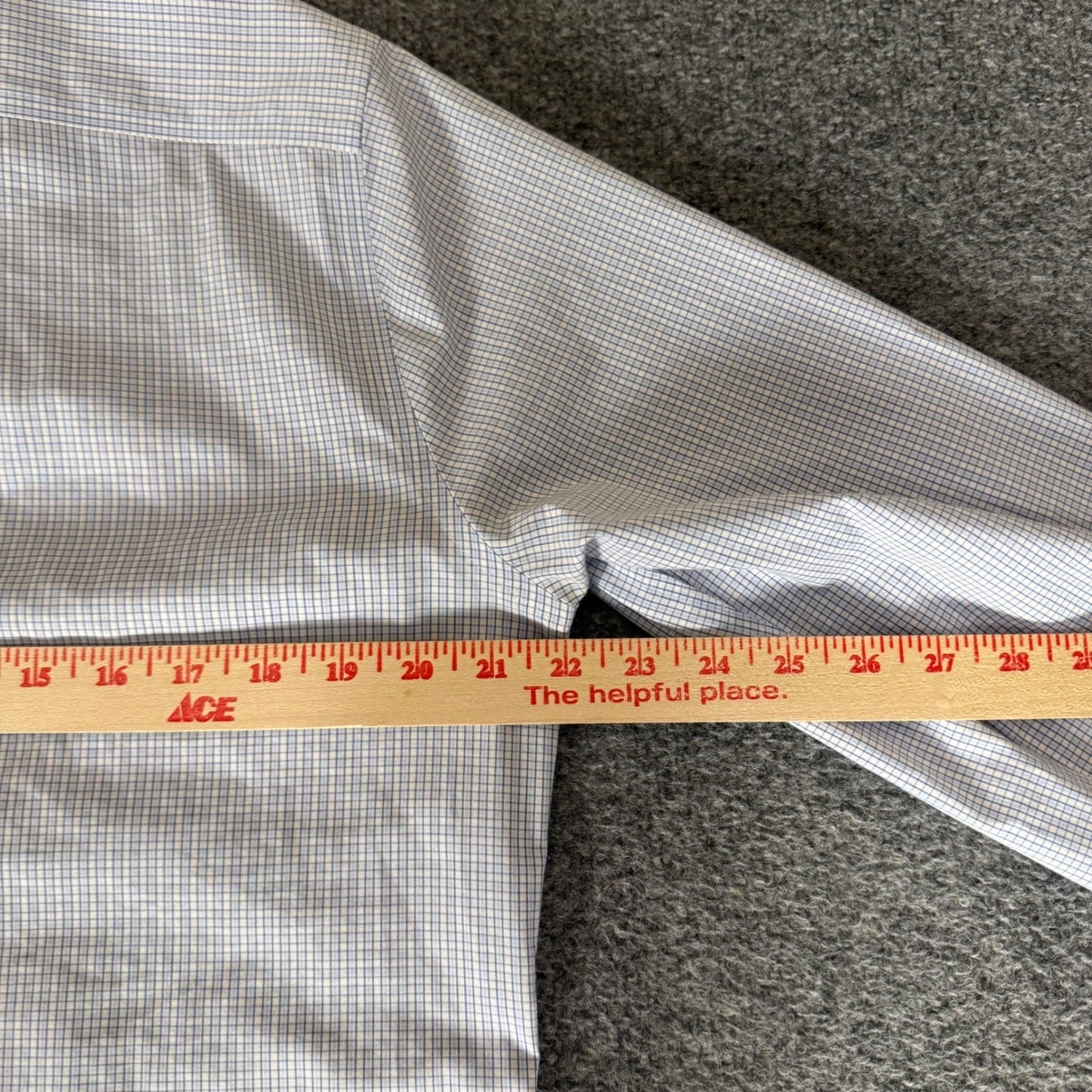 Twillory Performance Dress Shirt Mens 15.5 34-35 Tailored Fit Blue Micro Check