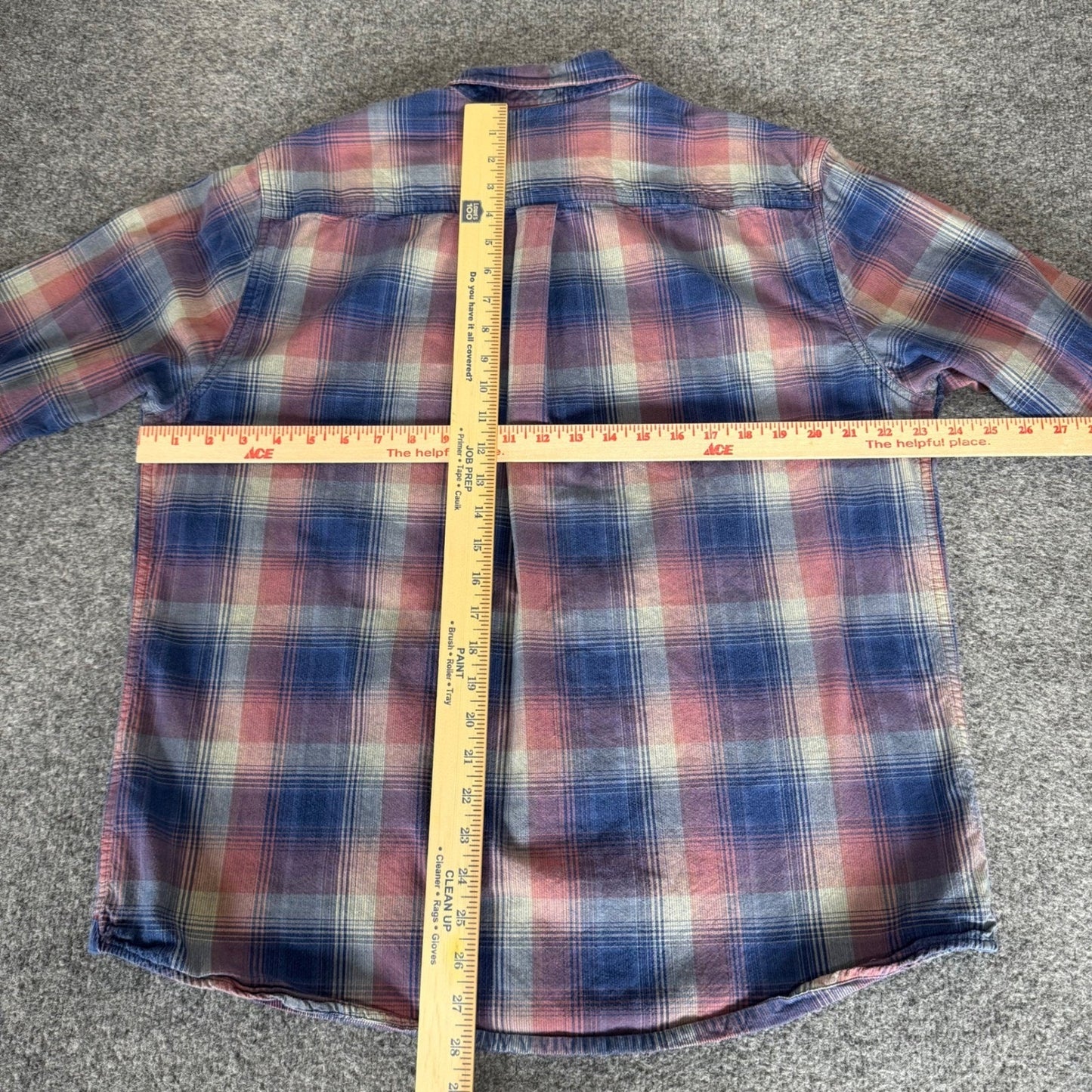 Carbon 2 Cobalt Mens L Plaid Button Up Shirt Blue Red Cotton Long Sleeve Casual