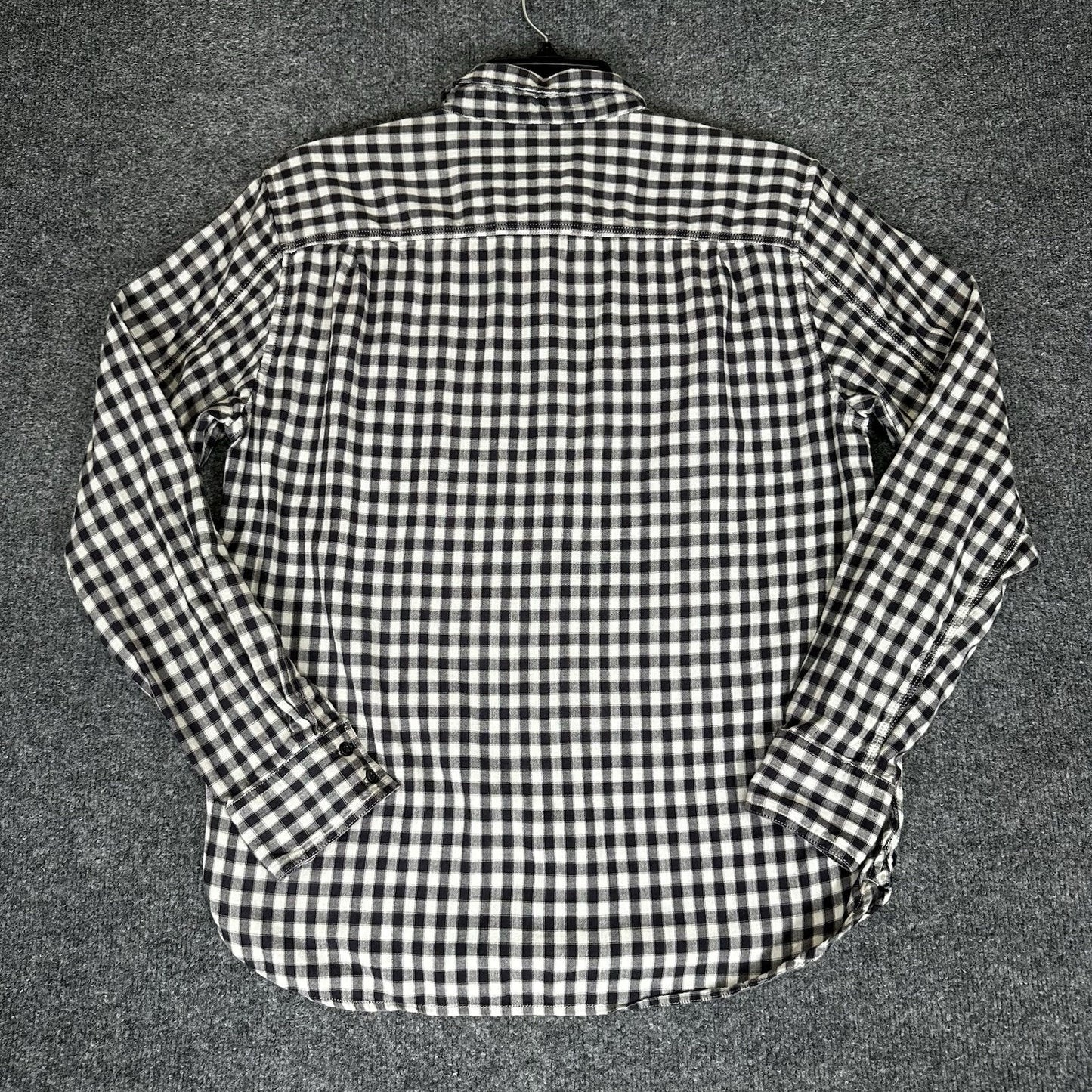Lucky Brand Shirt Mens Large Black Gingham Slim Fit Long Sleeve Button Up Casual
