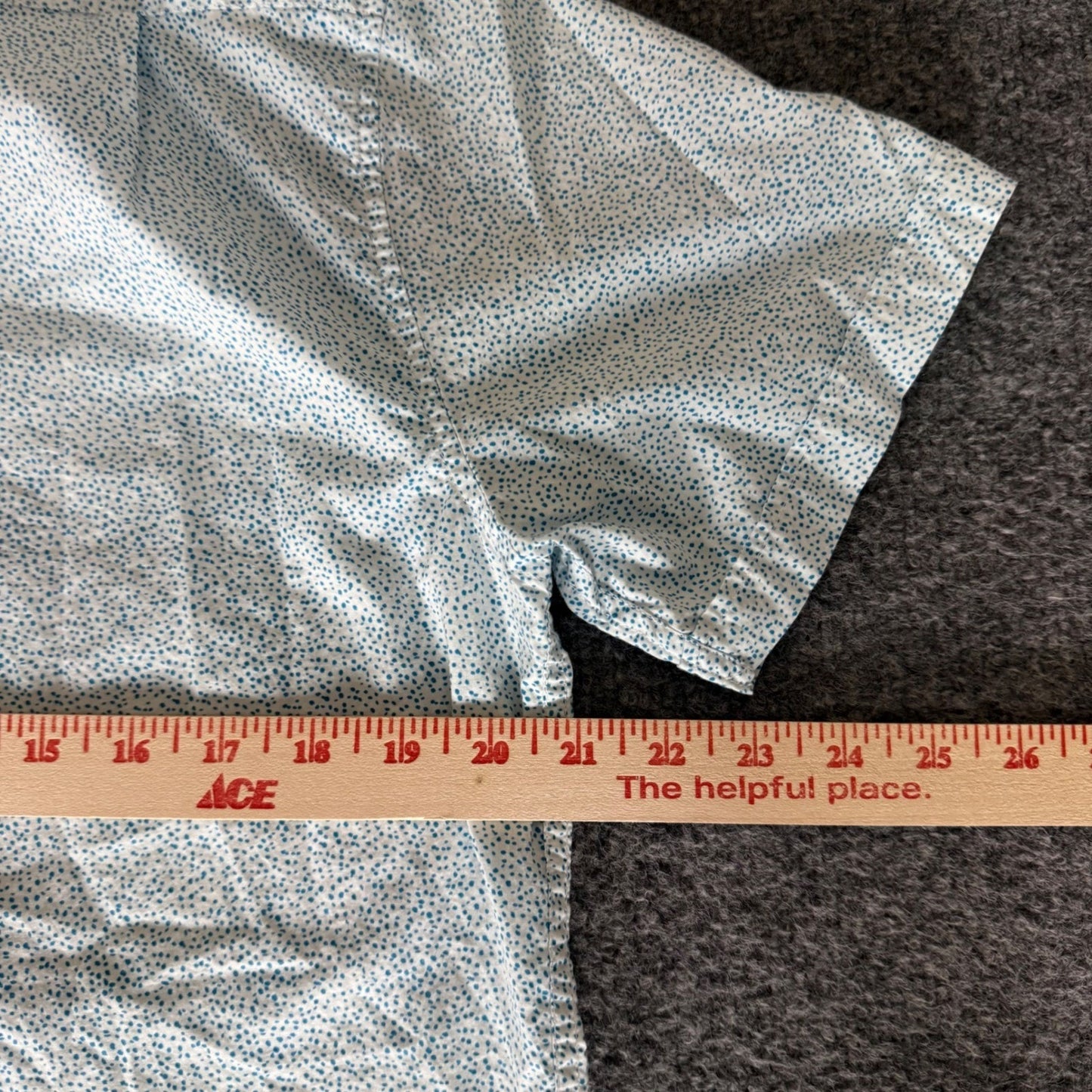 RVCA Mens Large Slim Fit Short Sleeve Button Up Shirt Blue Micro Dot Casual