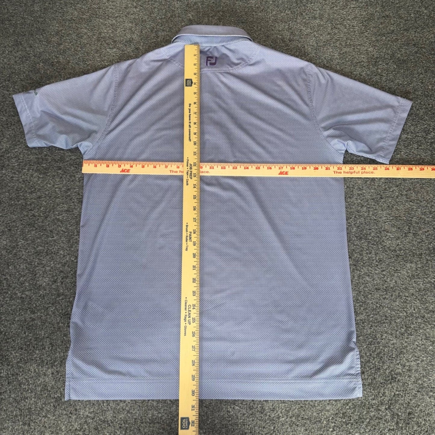 FootJoy Mens M Blue Geometric Golf Polo Shirt Performance Short Sleeve Stretch
