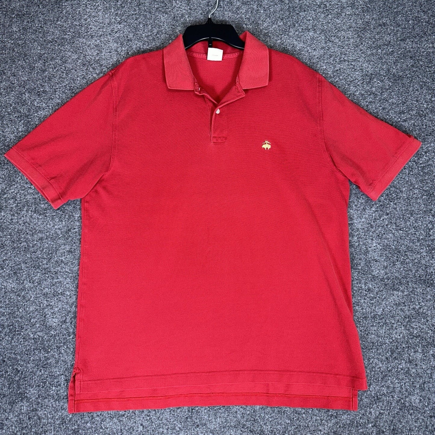 Brooks Brother 346 Polo Shirt Mens XL Red Solid Short Sleeve Cotton Casual Adult