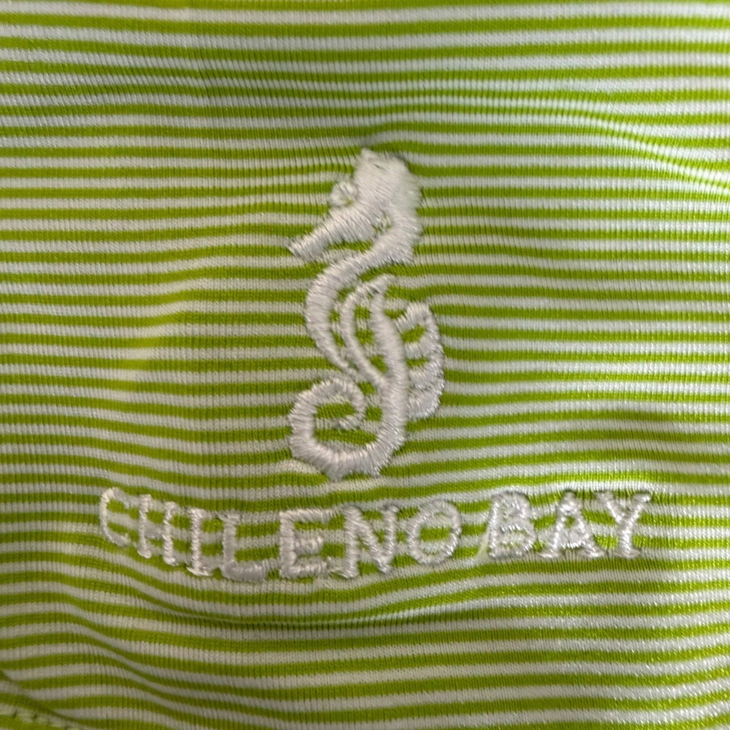 Kjus Mens Soren Stripe Polo Shirt Lime Green Golf UPF 50+ Medium Short Sleeve