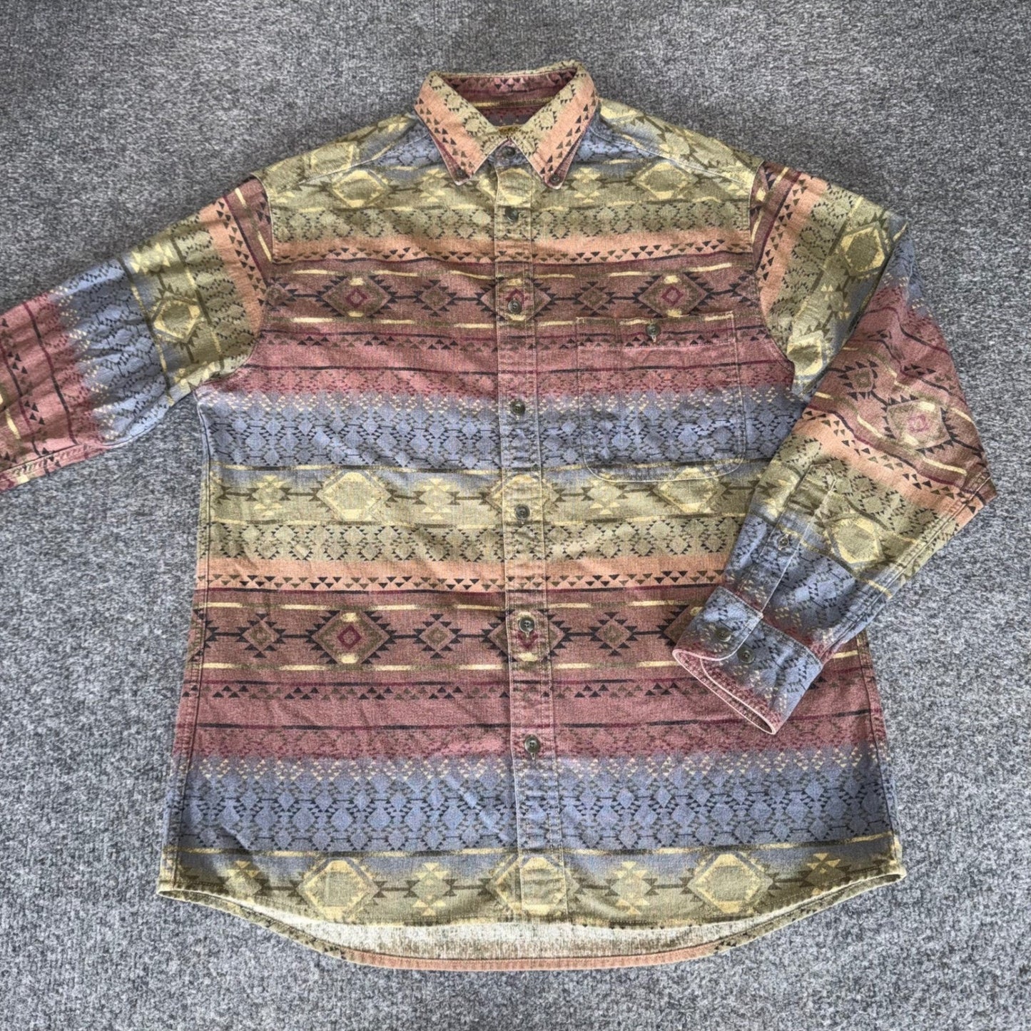 Cabelas Deerskin Chamois Shirt Mens M Southwestern Geometric Aztec Tribal VTG