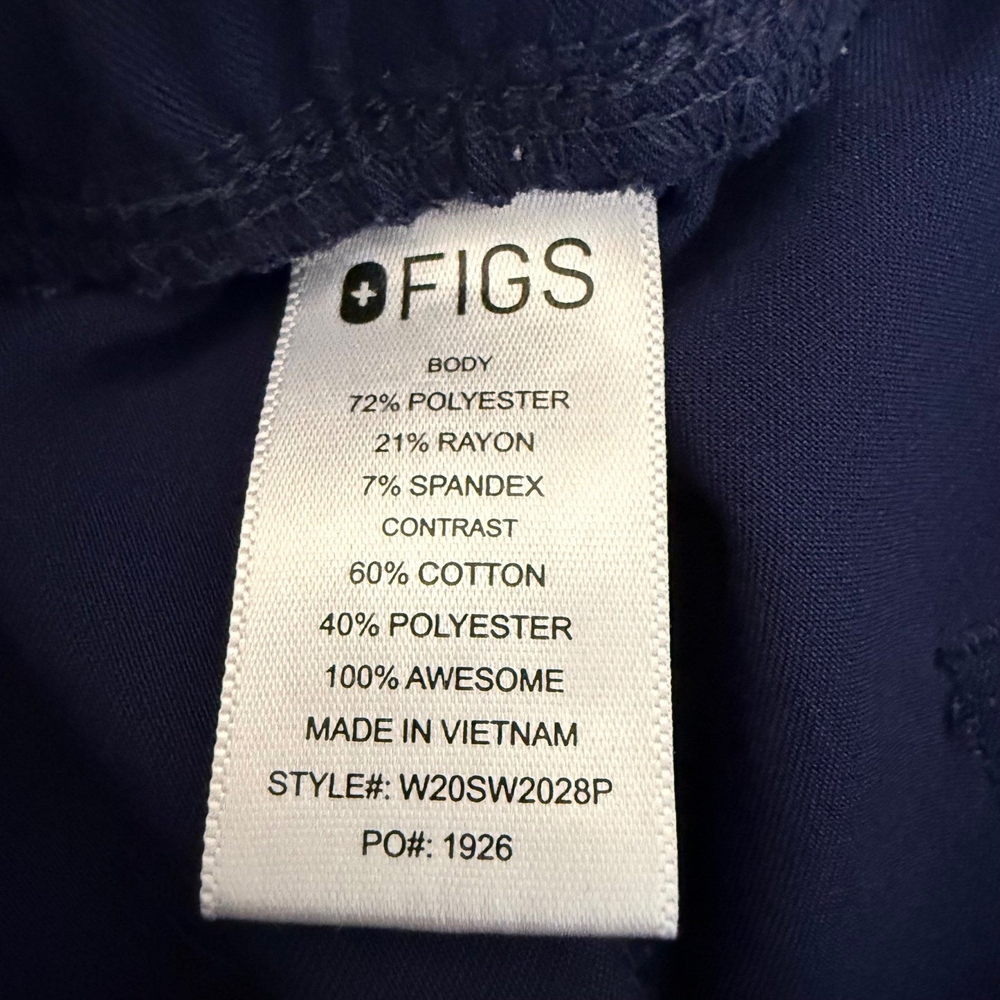 FIGS Zamora Jogger Scrub Pants Womens Medium Petite High Rise 30x27 Navy Blue