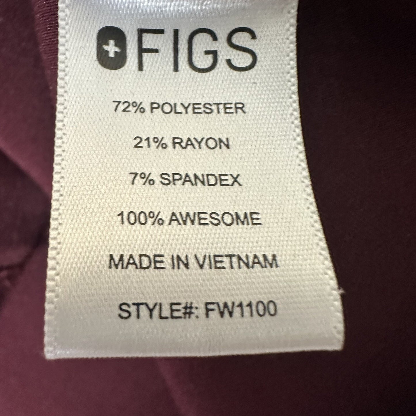 Figs Casma 3 Pocket Scrub Top Womens XS Burgundy Short Sleeve Medical Work Shirt