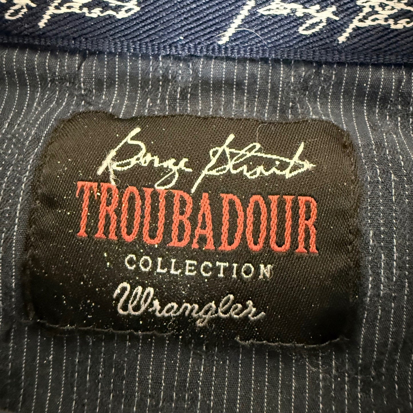 Wrangler George Strait Troubadour Western Snap Shirt Men 2XL Navy Paisley Cowboy