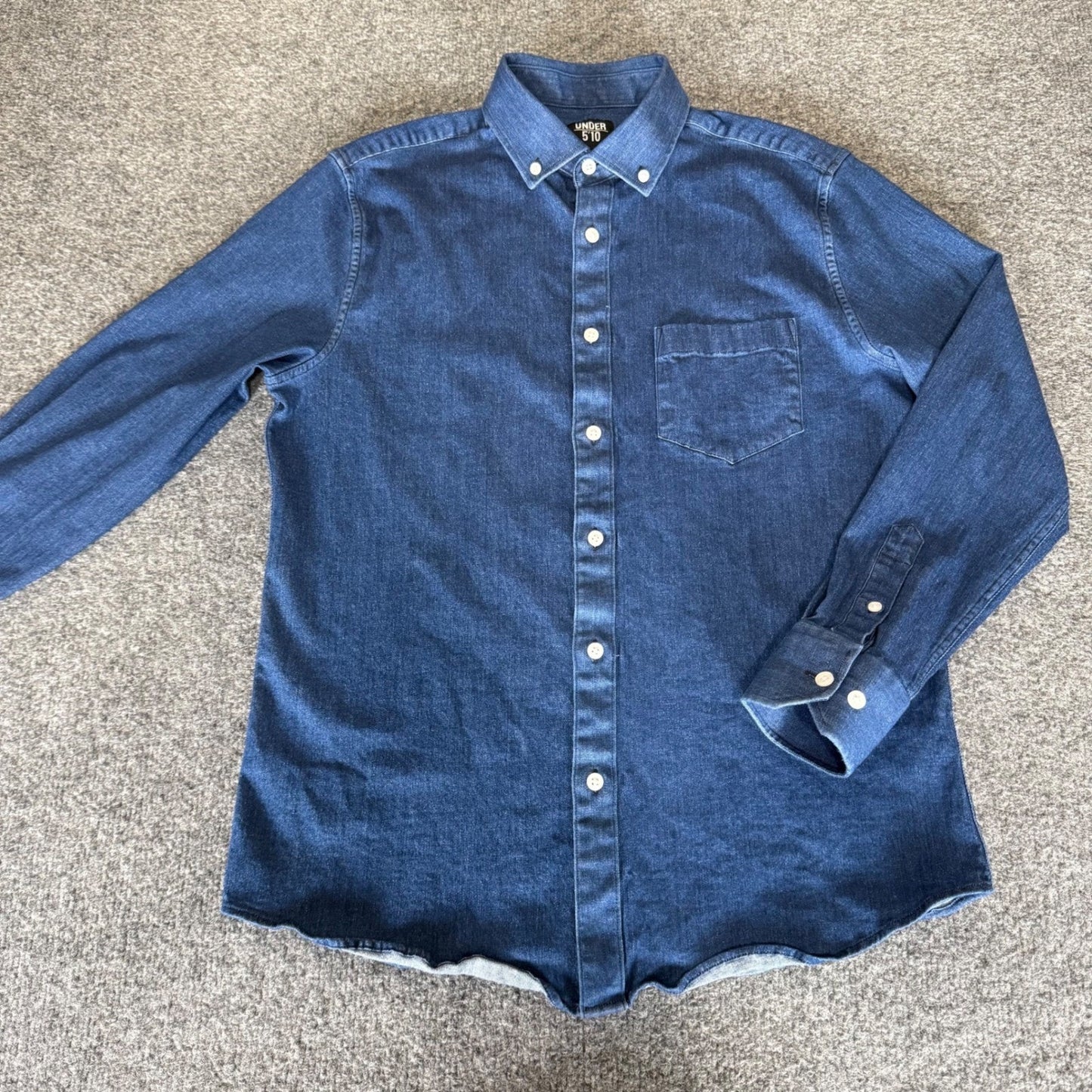 Under 510 Shirt Mens Small Blue Stretch Denim Long Sleeve Button Down Casual