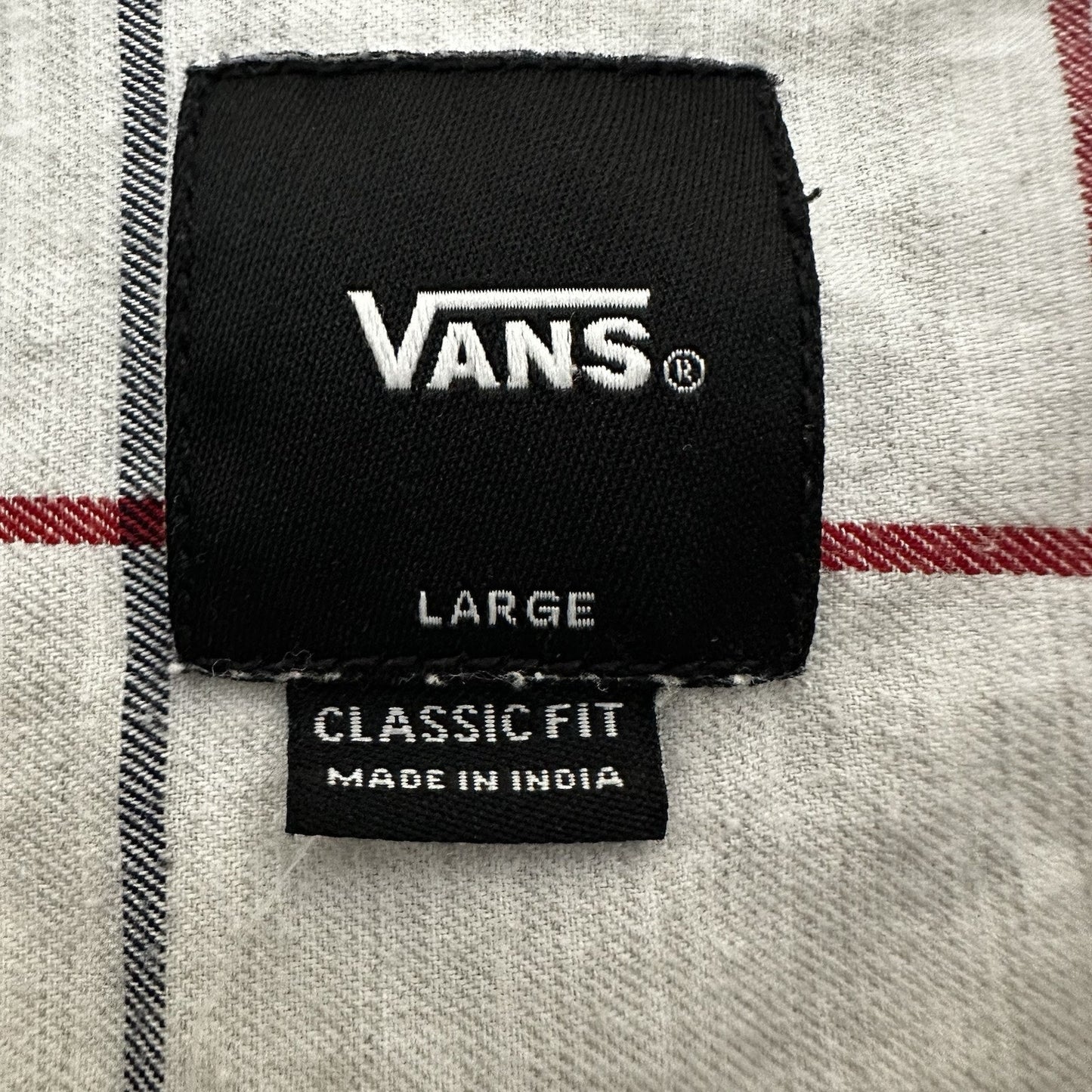 Vans Shirt Mens Large Plaid Long Sleeve Button-Down Skater Pocket Casual Adult