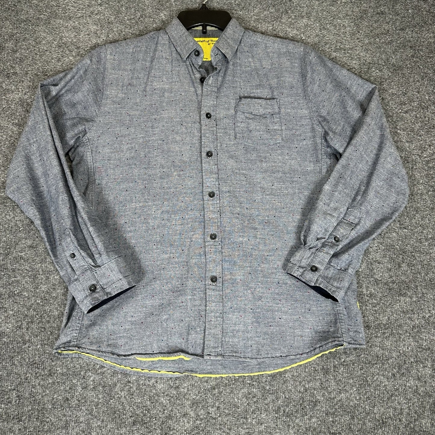 Descendants of Thieves Shirt Mens L Grey Polka Dots Long Sleeve Button Up Adult