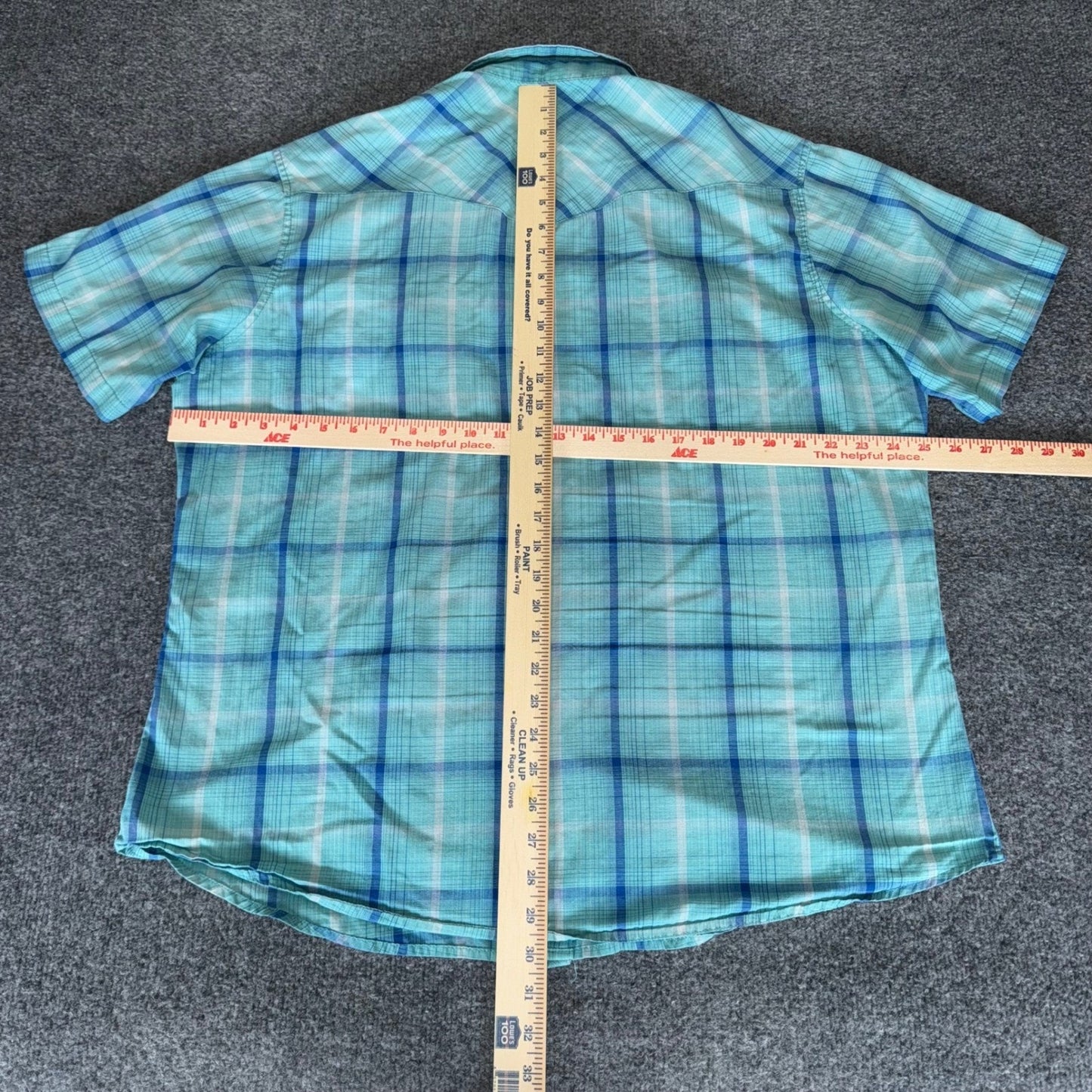 Wrangler Western Shirt Mens XL Blue Plaid Short Sleeve Cowboy Rodeo Pearl Snap