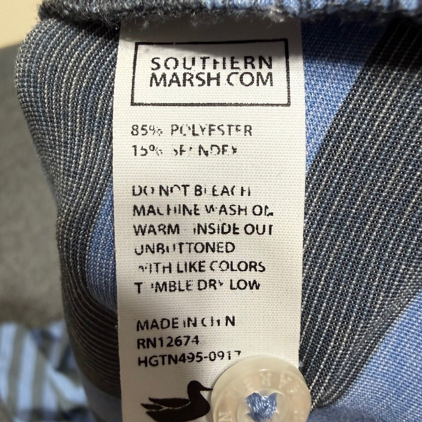 Southern Marsh Polo Shirt Men Large Blue Striped Performance Golf Stretch Casual