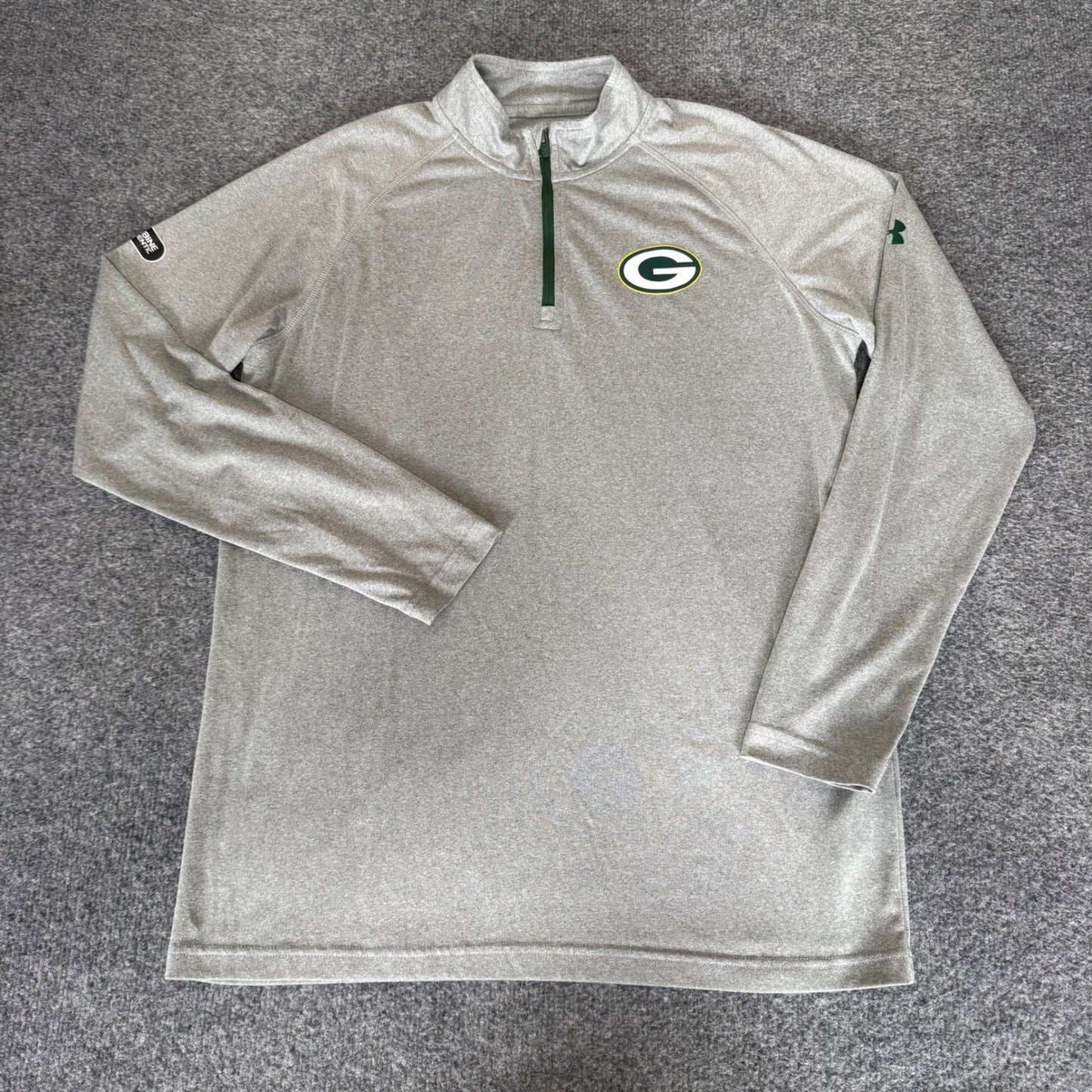 Under Armour Green Bay Packers NFL Combine HeatGear 1/4 Zip Gray Mens Medium