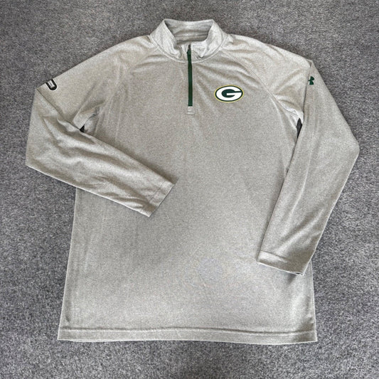 Under Armour Green Bay Packers NFL Combine HeatGear 1/4 Zip Gray Mens Medium
