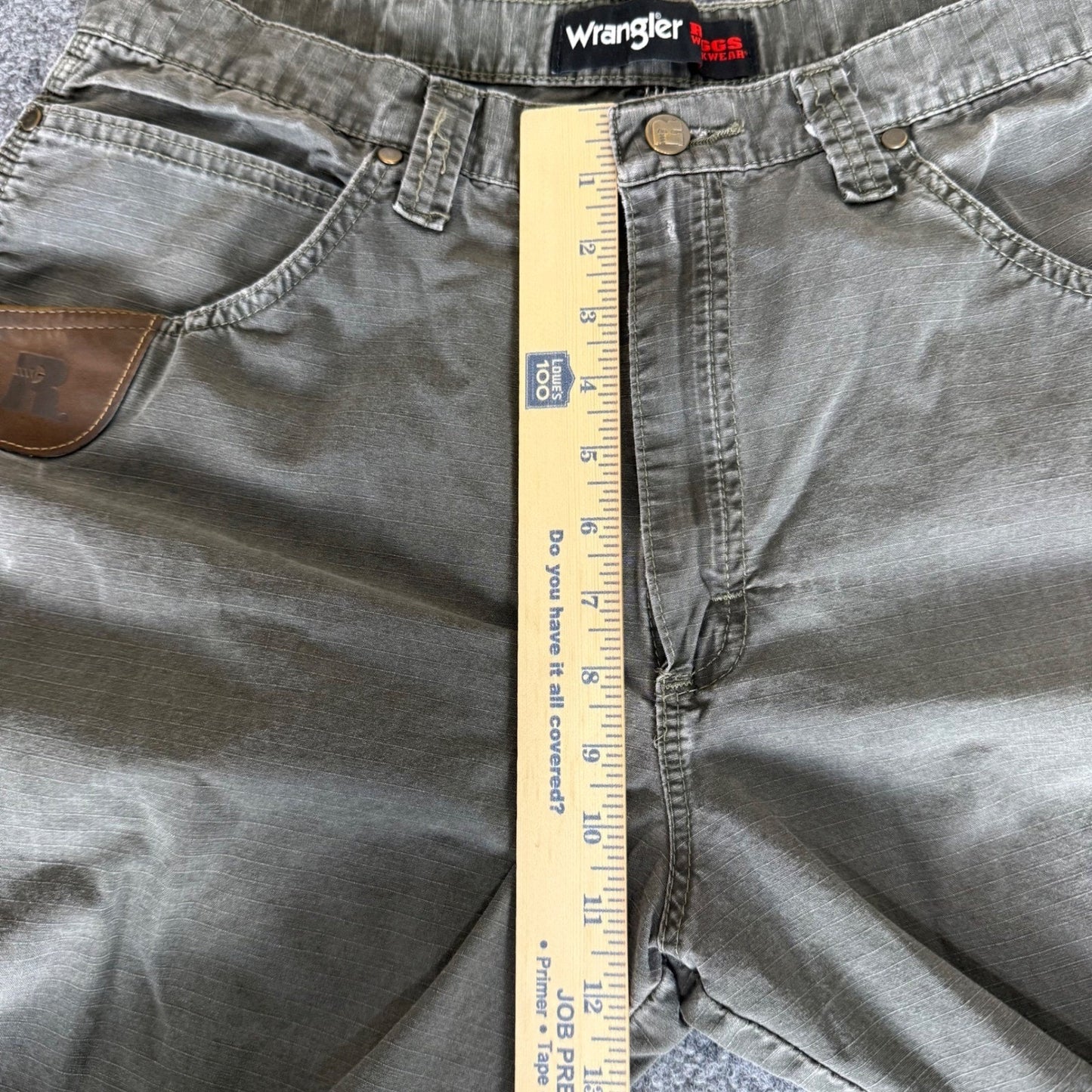 Wrangler Riggs Workwear Pants Mens 34x28 Olive Ripstop Cargo Utility Durable