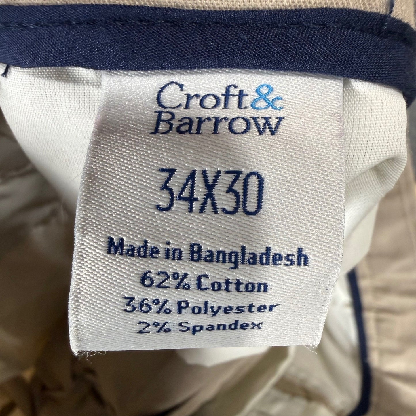 Croft & Barrow Mens 34x30 Easy Care Khaki Classic Fit Flat Front Stretch Pants