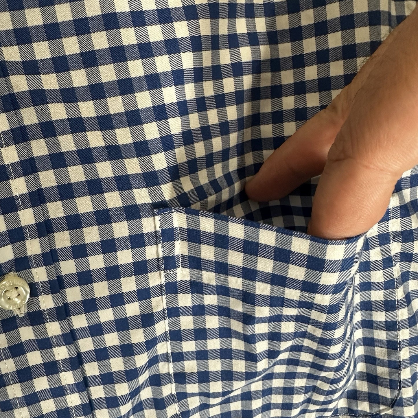Vineyard Vines Shirt Mens M Blue Gingham On The Go Long Sleeve Button-Down Adult