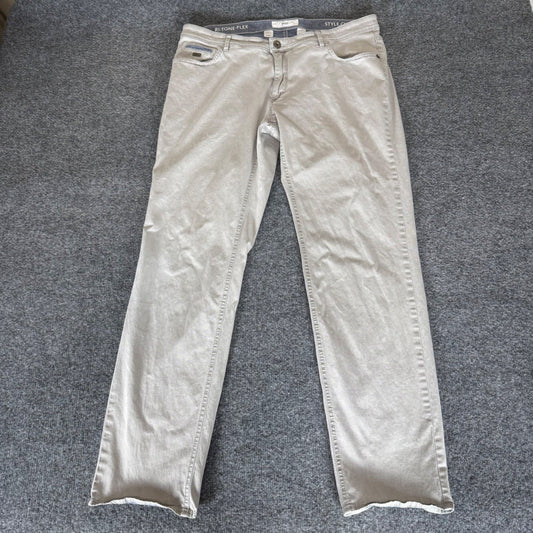 Brax Chuck Pants Mens 38x32 (Fits 36x31) Gray Stretch Chino Casual Modern Fit