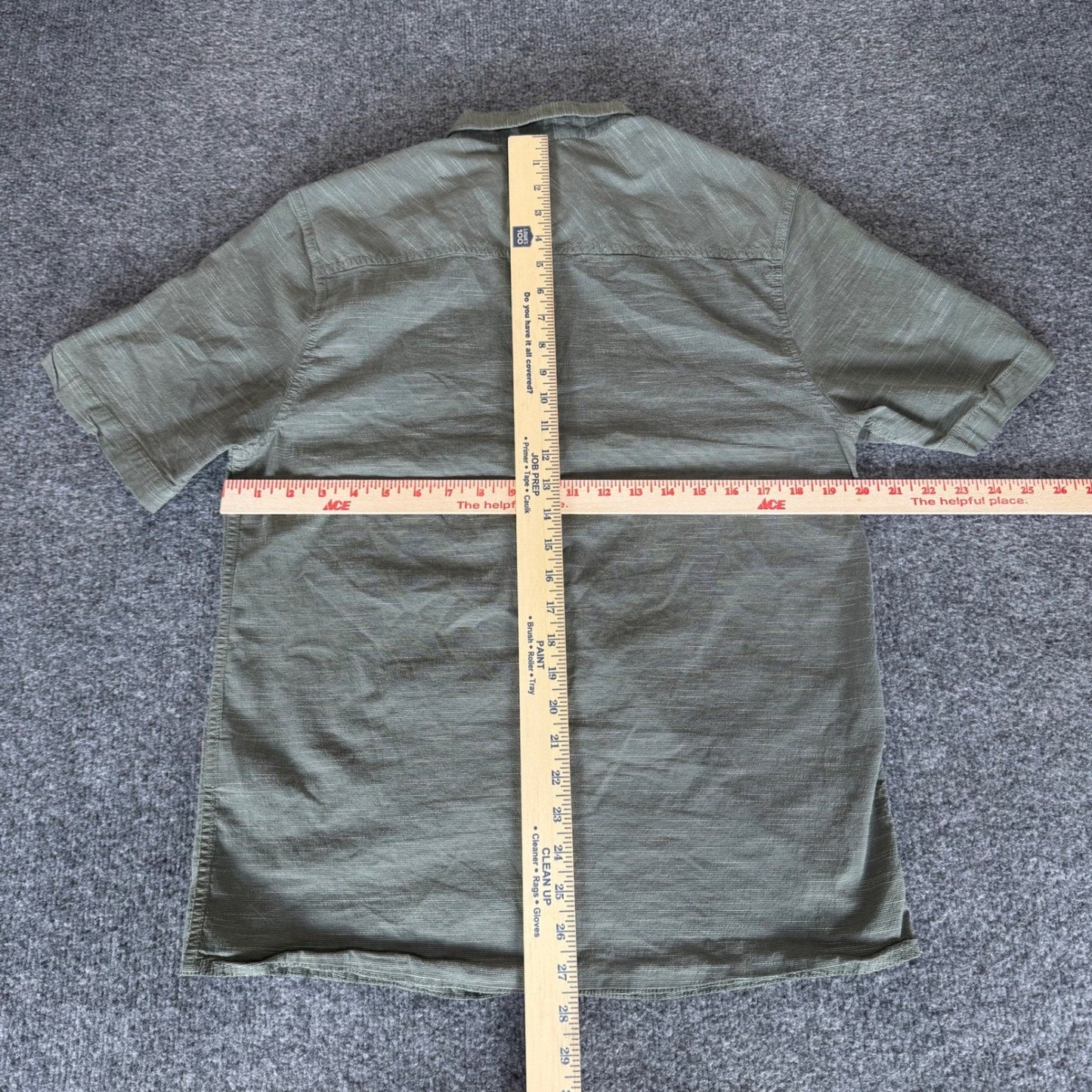 KAVU Shirt Mens Large Green Short Sleeve Button Up Hiking Outdoor Casual Trail