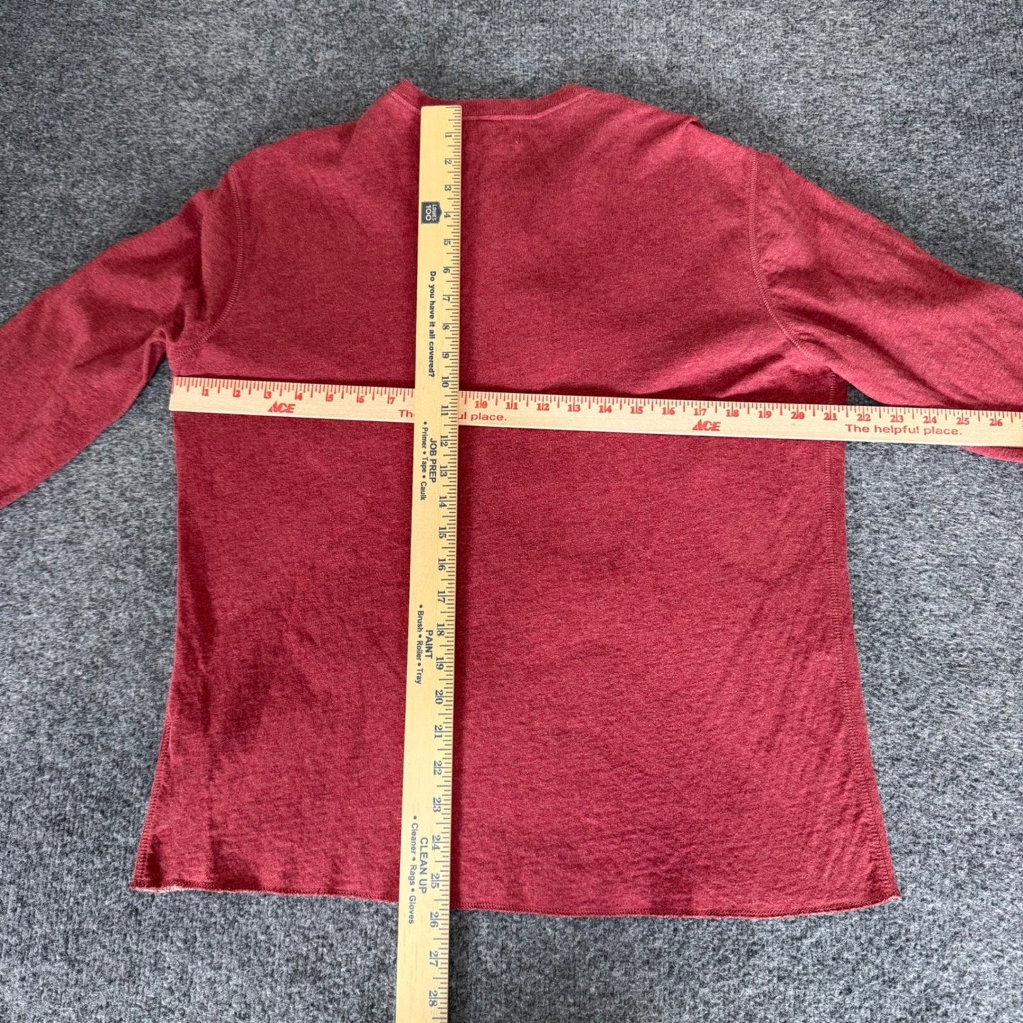 J. Crew Knit Goods Mens Medium Long Sleeve Snap Henley Red Shirt Cotton Casual