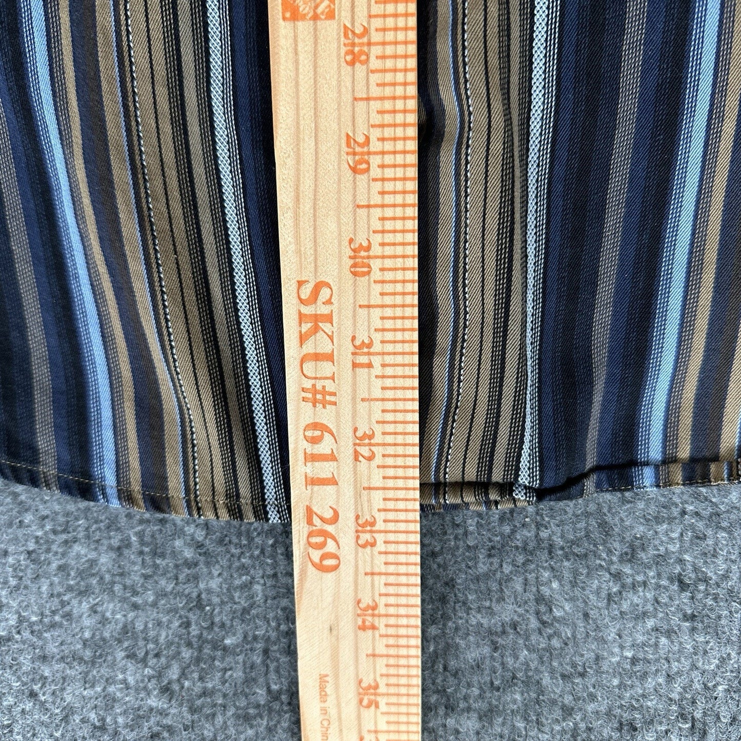 Tasso Elba Shirt Mens 2XL Brown Blue Striped Button Up Long Sleeve Cotton Pocket