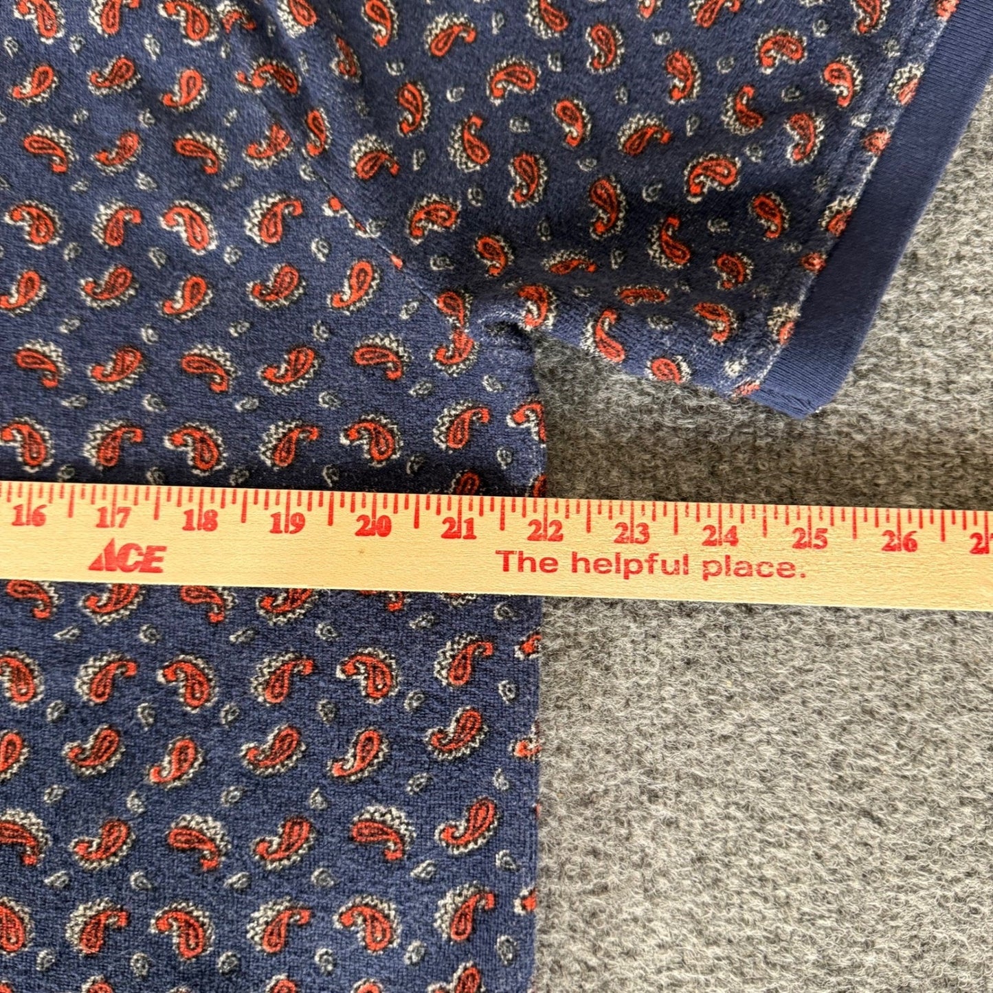 J Crew Terry Cloth Polo Shirt Mens L Paisley Raglan Sleeve Retro Resort Vacation