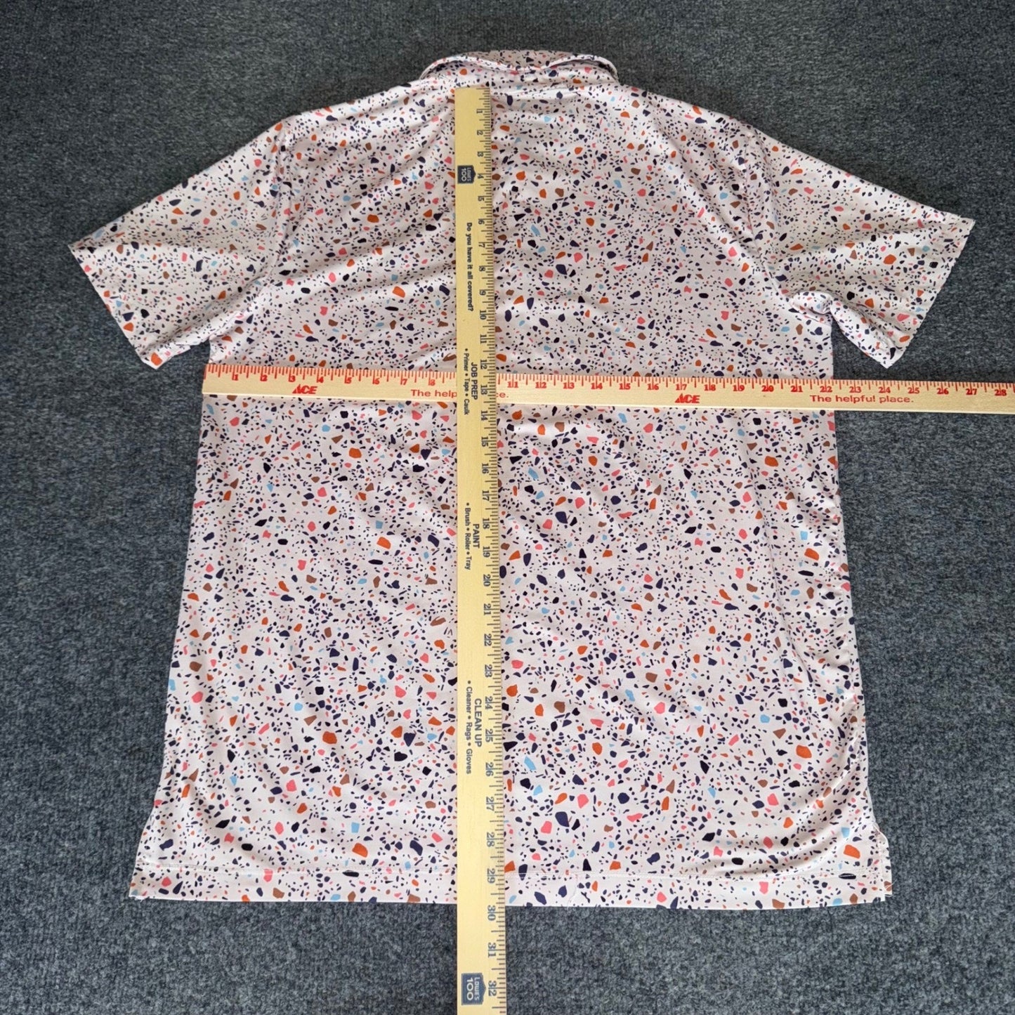 Trenton Polo Shirt Men Large Terrazzo Print Short Sleeve Golf Casual Performance