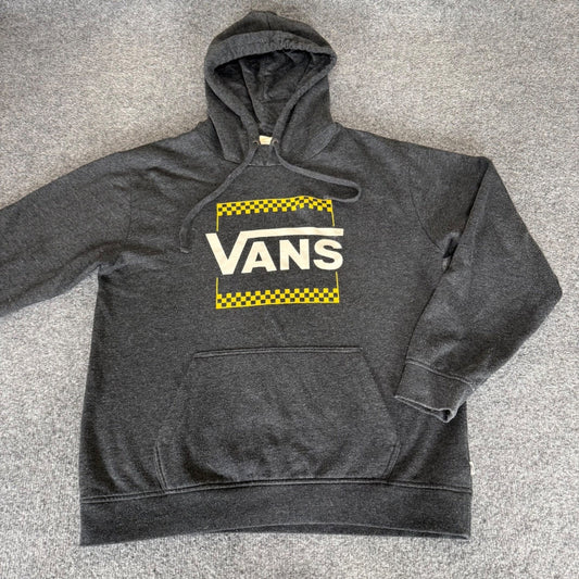 Vans Pullover Hoodie Mens Large Gray Checkerboard Skate Streetwear Sweatshirt