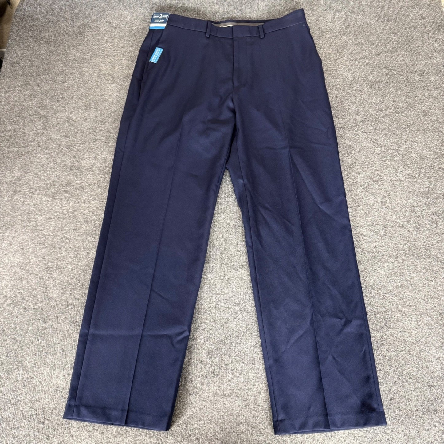 Haggar The Active Series Mens 34x30 Midnight Blue Stretch Herringbone Suit Pants