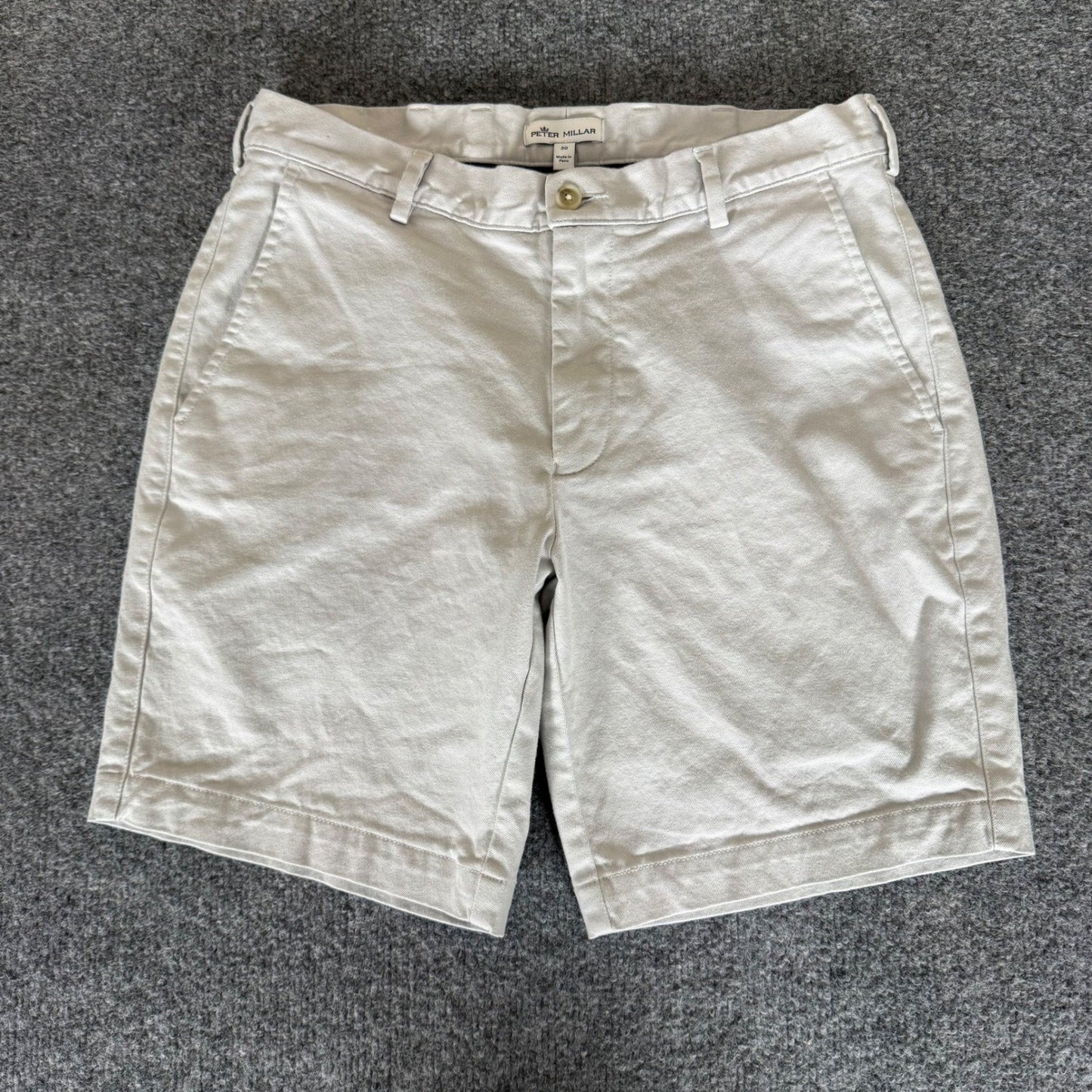 Peter Millar Pilot Twill Short Mens 30 Beige Chino Pima Cotton Flat Front Casual