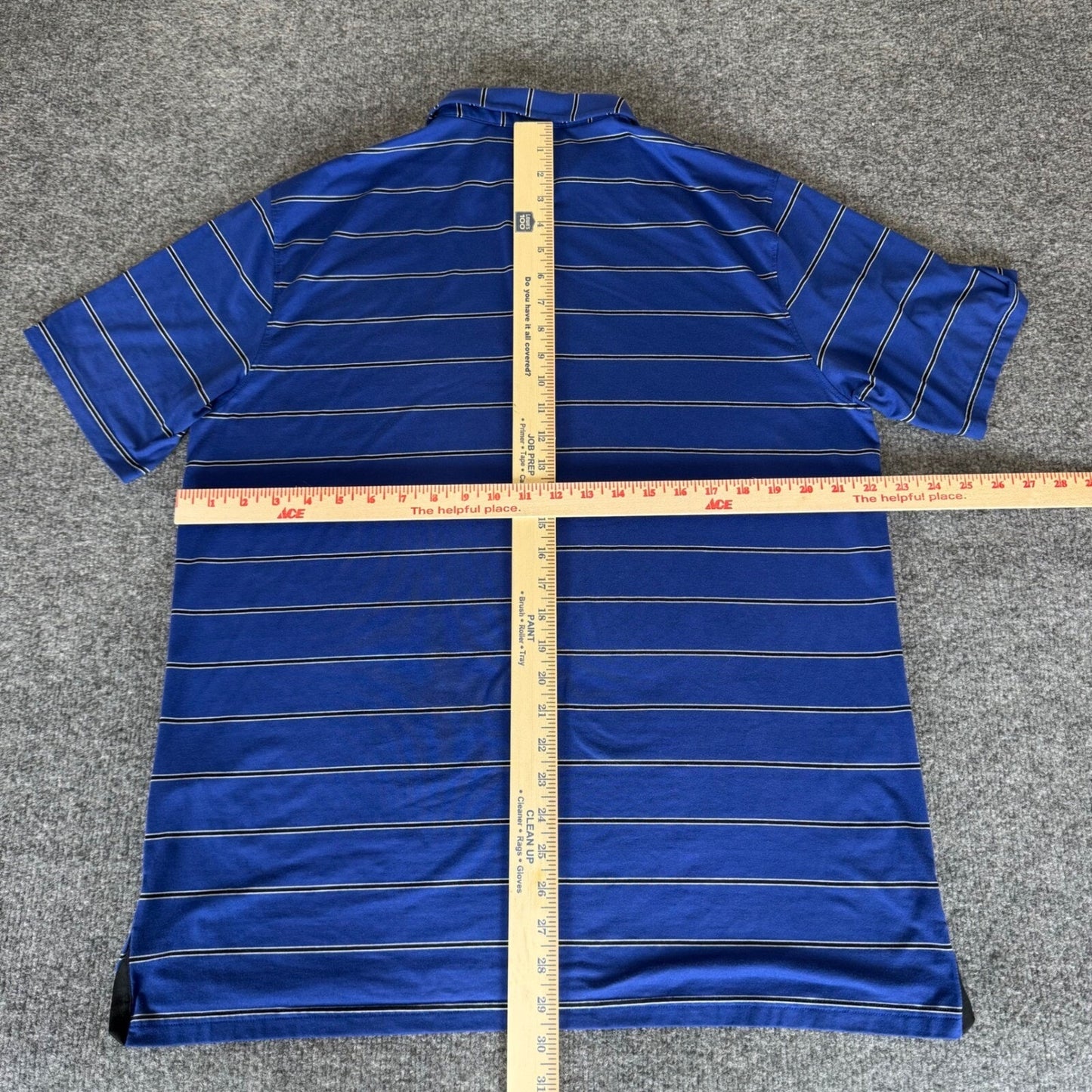 Tasc Performance Polo Shirt Blue Striped Mens Large Golf Athletic Casual Stretch