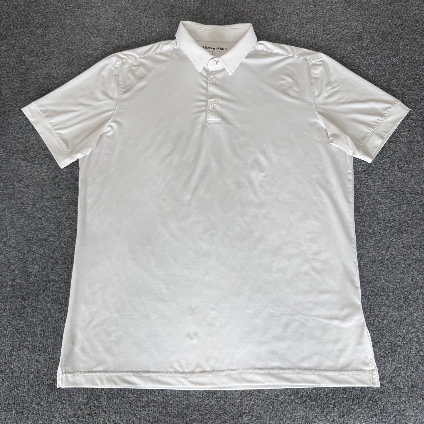 Mizzen+Main Versa Polo Shirt Mens Large White Trim Fit Performance Golf Stretch