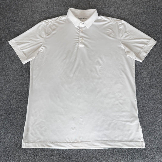 Mizzen+Main Versa Polo Shirt Mens Large White Trim Fit Performance Golf Stretch