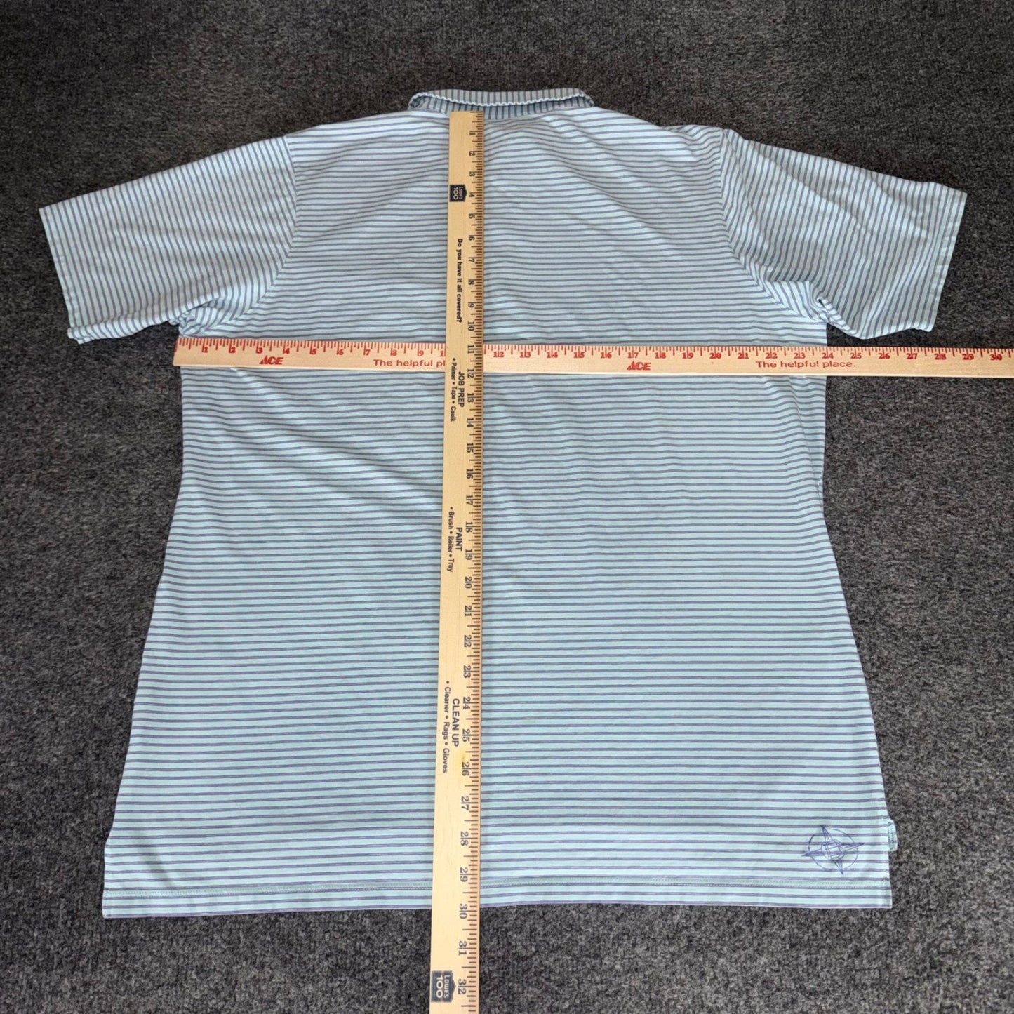 B Draddy Mens XL Pima Cotton Stretch Striped Polo Shirt Short Sleeve Blue Casual