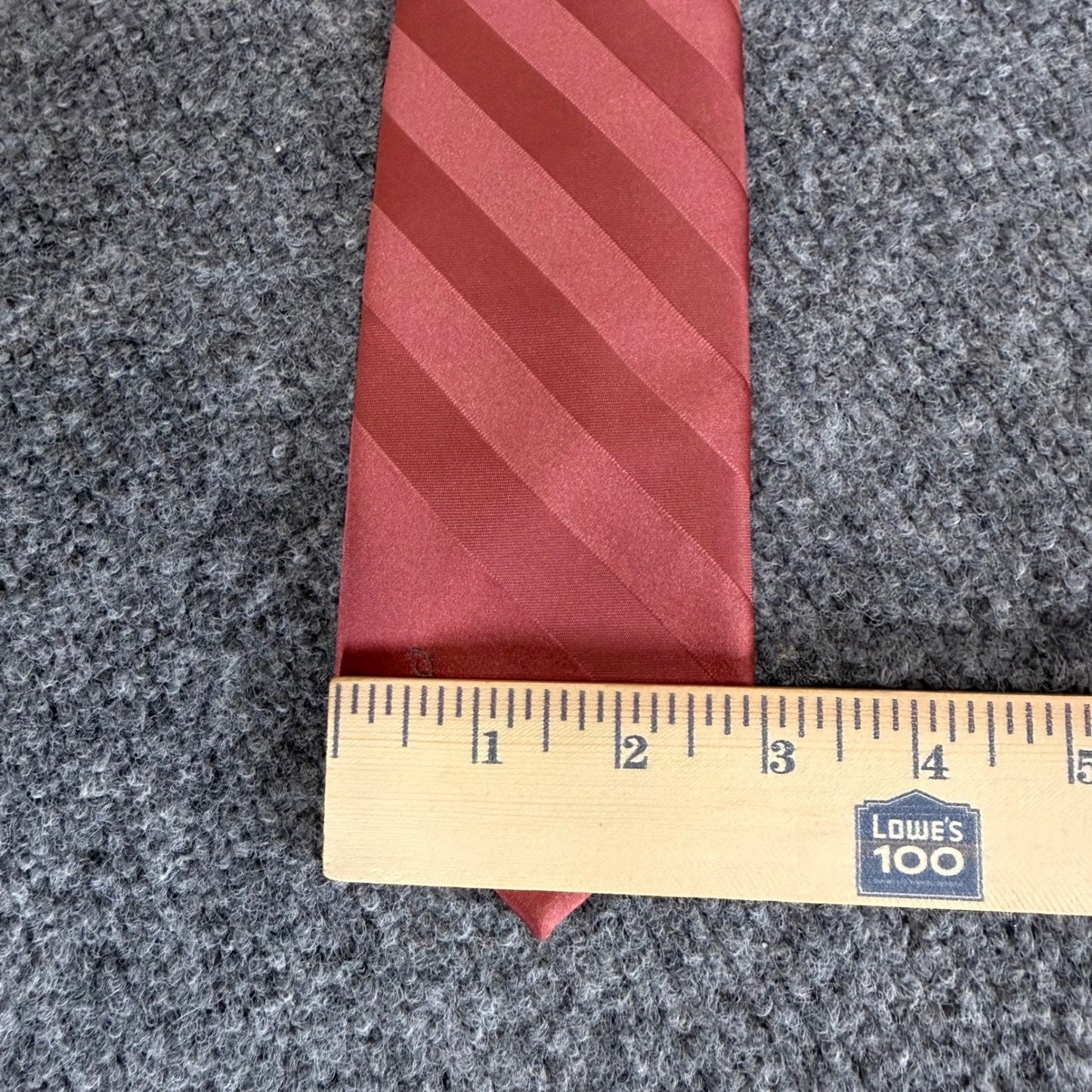Oscar de la Renta Neck Tie Coral Red Striped 100% Silk Classic Mens Fashion