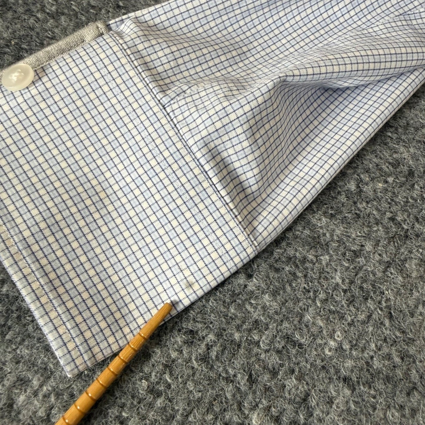 Twillory Performance Dress Shirt Mens 15.5 34-35 Tailored Fit Blue Micro Check