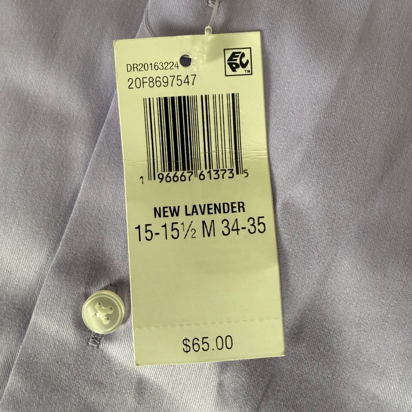 Van Heusen Mens M Regular Fit Stretch Dress Shirt Lavender 15-15.5 34/35 NEW